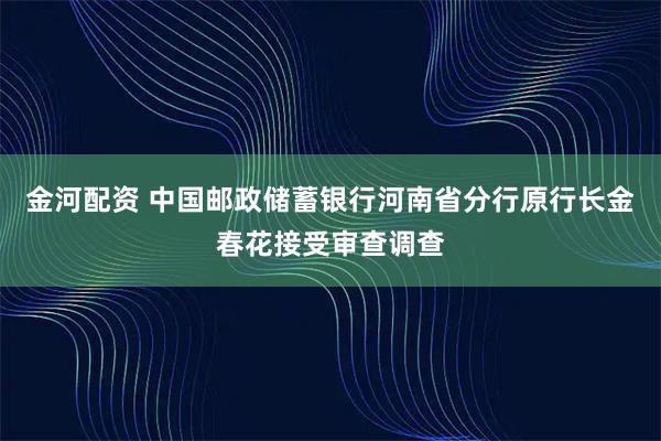 金河配资 中国邮政储蓄银行河南省分行原行长金春花接受审查调查