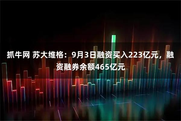 抓牛网 苏大维格：9月3日融资买入223亿元，融资融券余额465亿元